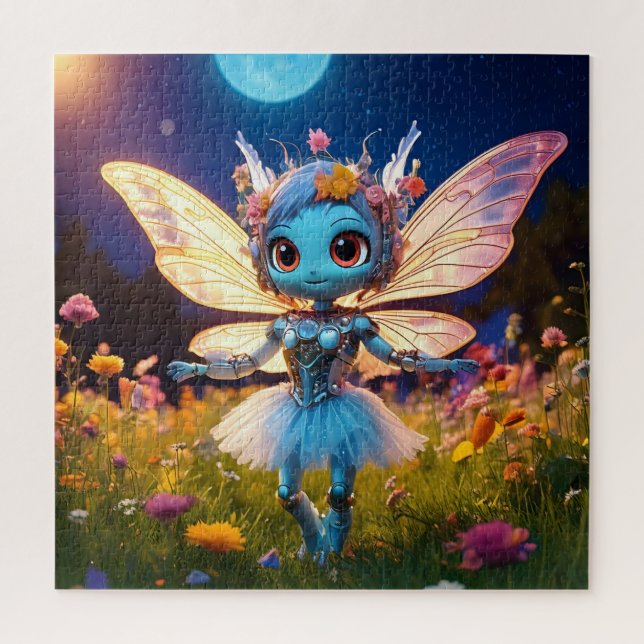 Puzzle Bailarina Robot Pixie Bailando en las Flores Silve (Vertical)
