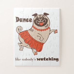Puzzle Baile como si nadie viera a Pug Chica