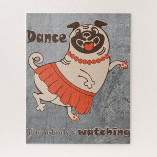 Puzzle Baile como si nadie viera a Pug Chica