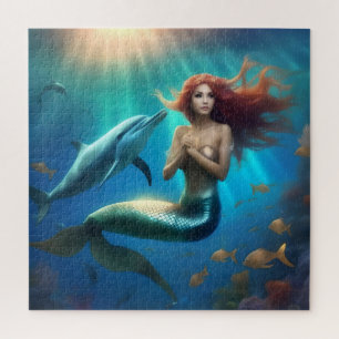 Puzzle "Baile oceánico: Sirena y viaje de delfines"