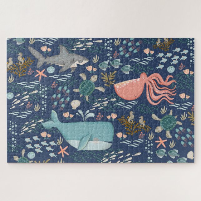 Puzzle Bajo el agua del mar Ocean Animals Art (Horizontal)