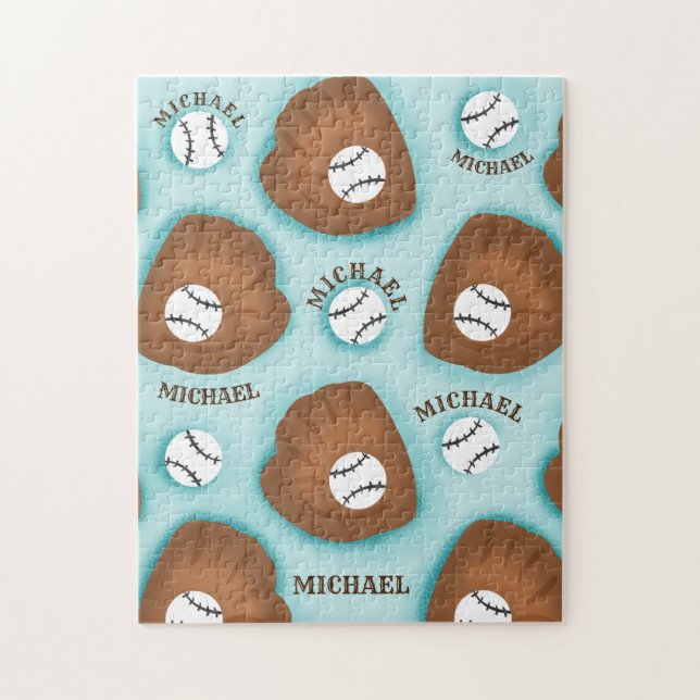 Puzzle Balanza de guante de béisbol y modelo de nombre de (Vertical)