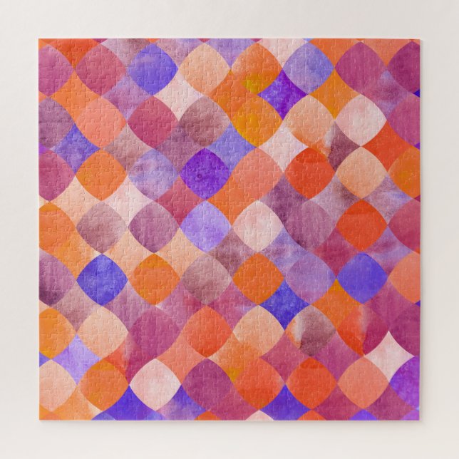 Puzzle Balanzas de peces árabes geométricas de acuarela. (Vertical)