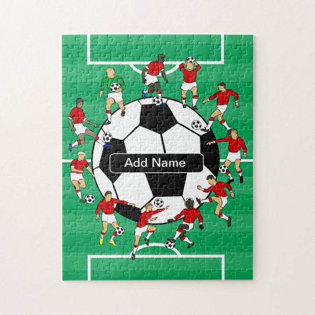 Puzzle Balas y jugadores de fútbol personalizados (Vertical)