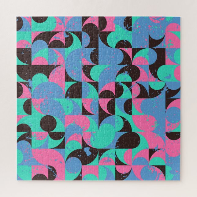Puzzle Baldosas de época Neon Pink Green (Vertical)