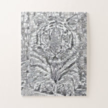 Baldosas de mosaico tigre en blanco y negro