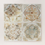 Puzzle Baldosas de mosaico vintage acuarela. Azulejo flor<br><div class="desc">Rompecabezas de mosaico vintage acuarela de delicado color beige. Resumen de azulejo floral al estilo español o italiano.</div>
