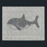 Puzzle Ballena asesina náutica<br><div class="desc">"Ballena de un cuento" por Chariklia Zarris. Cuenta con una ballena asesina sobre un fondo de temática náutica.</div>