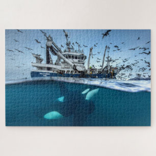 Puzzle Ballena asesina Orca Barco de pesca comercial Océa
