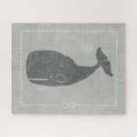 Puzzle Ballena gris náutica<br><div class="desc">"Ballena de un cuento" por Chariklia Zarris. Cuenta con una ballena gris sobre un fondo náutico.</div>