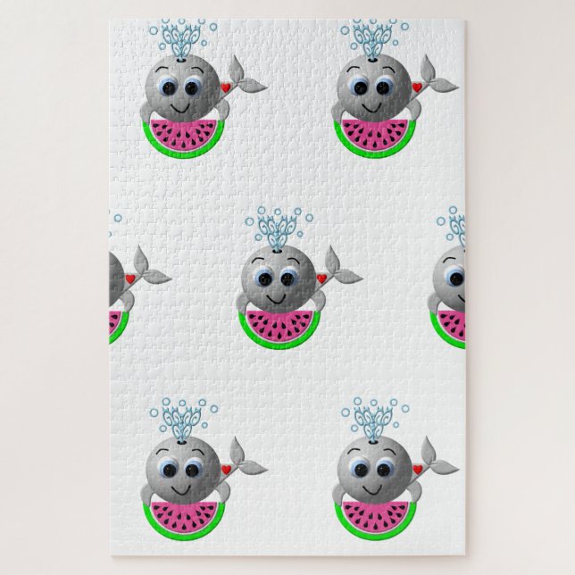 Puzzle Ballena y Sandía Adorables (Vertical)