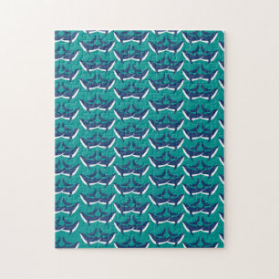 Puzzle Ballenas Azules Blancas Animal Marino Verde Océano