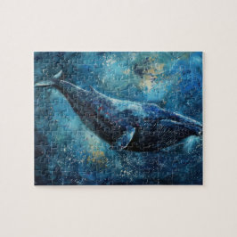 Puzzle Ballenas azules nadando en el mar