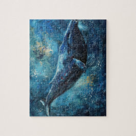 Puzzle Ballenas azules nadando en el mar