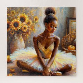 Puzzle Ballerina afroamericana otoño girasoles