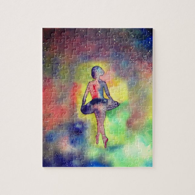 Puzzle Ballerina, Ballet Dancer Waterolro Art (Vertical)