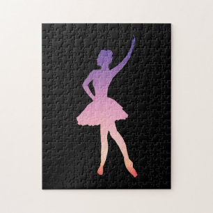 Puzzle Ballerina chica silhouette púrpura rosa