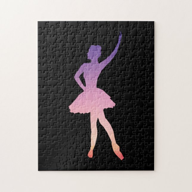 Puzzle Ballerina chica silhouette púrpura rosa (Vertical)