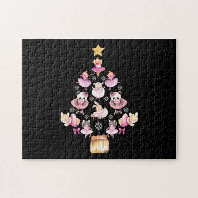 Puzzle Ballet Animales Ballerina Árbol de Navidad (Horizontal)
