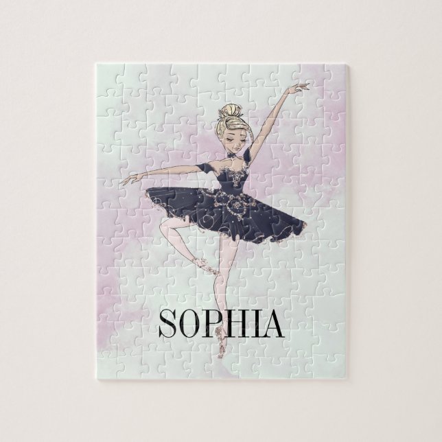 Puzzle Ballet Ballerina Personal Pink Blue (Vertical)