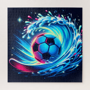 Puzzle Balón de fútbol de olas futurista océano surf