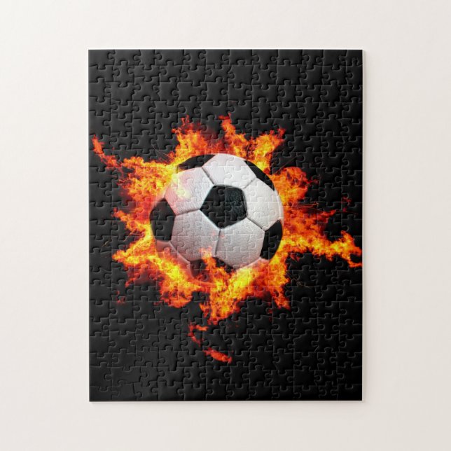 Puzzle Balón de fútbol llameante (Vertical)