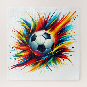 Puzzle Balón de fútbol Splash Futurista Abstracto