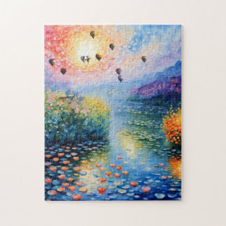 Puzzle Balones de aire caliente sobre arroyo pastel