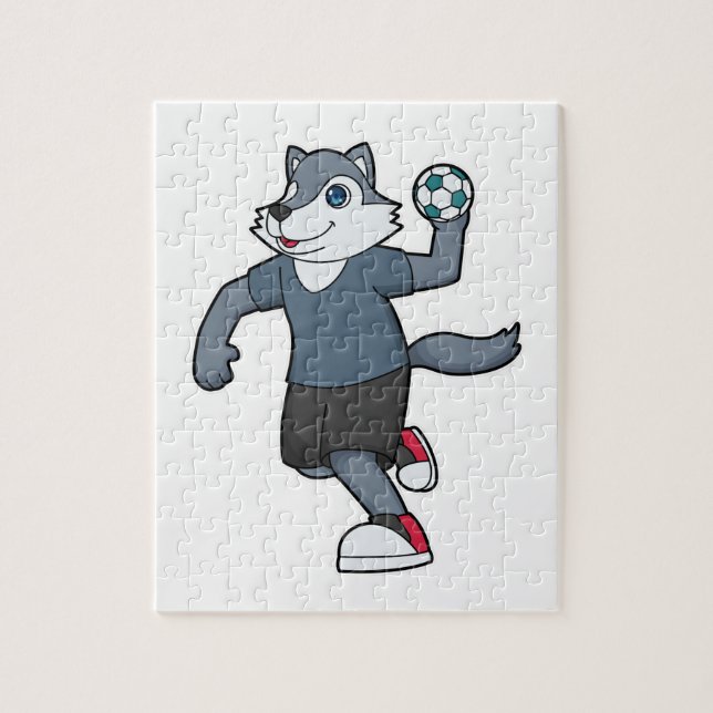 Puzzle Balonmano jugador de balonmano lobo (Vertical)