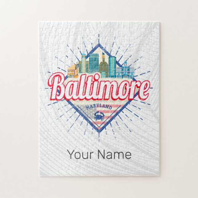 Puzzle Baltimore Maryland United States Skyline Vintage (Vertical)