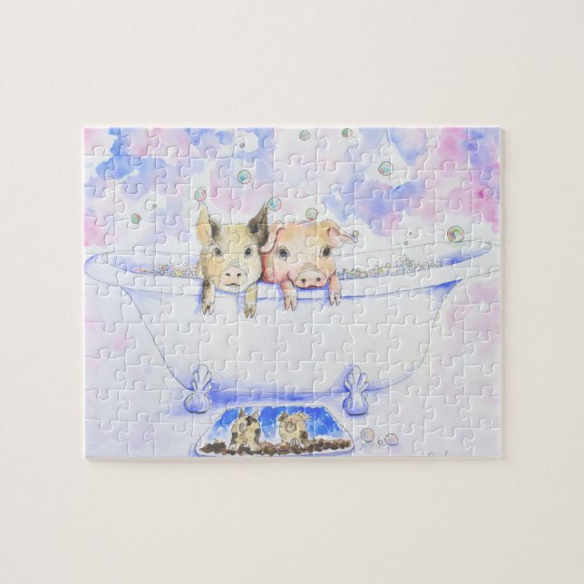 Puzzle Bañar lechones en la pintura de Tub (Horizontal)