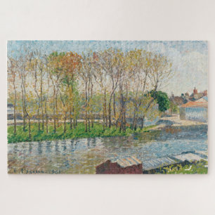 Puzzle Bancos de Loing en Moret por Camille Pissarro
