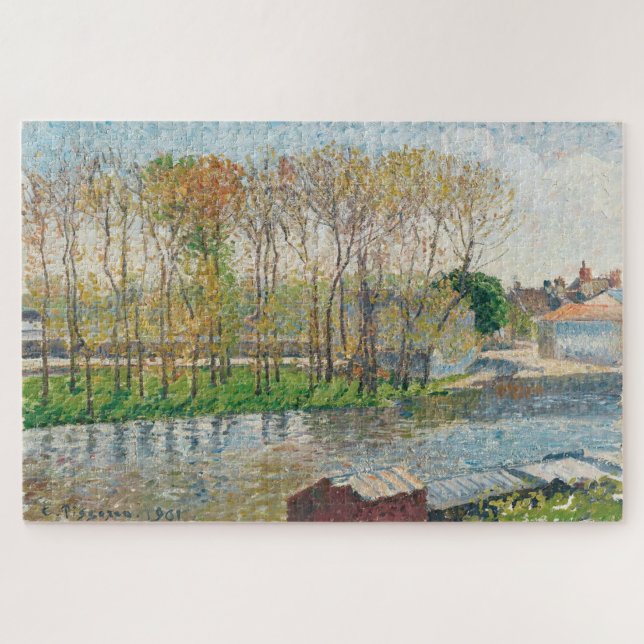 Puzzle Bancos de Loing en Moret por Camille Pissarro (Horizontal)