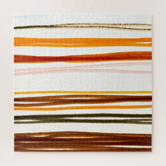 Puzzle Bandas geométricas, ilustracion de acuarela naranj