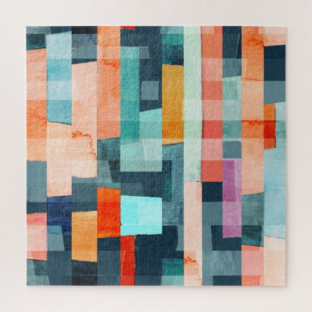 Puzzle Bandas geométricas multicolores, patrón de moda. (Vertical)