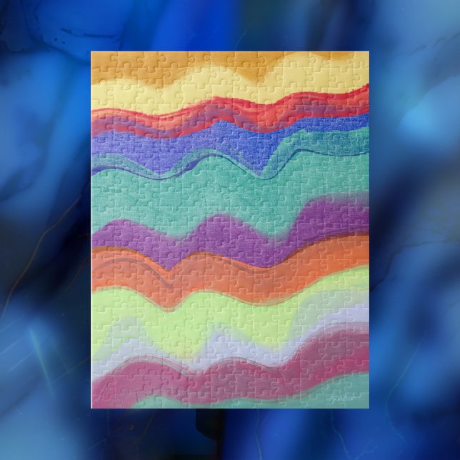 Puzzle Bandas horizontales onduladas, pintura abstracta (Subido por el creador)