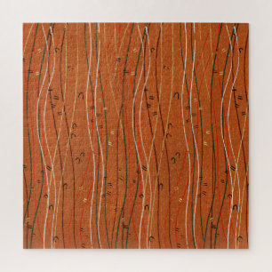 Puzzle Bandas rojas onduladas: arte abstracto japonés mod