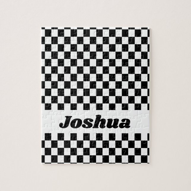 Puzzle Bandera a cuadros en blanco y negro (Vertical)