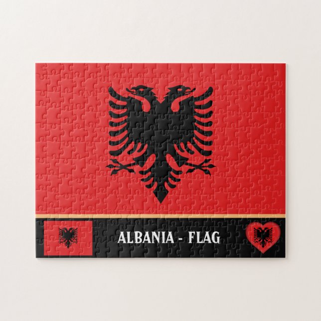 Puzzle Bandera albanesa y Albania - país, vacaciones y de (Horizontal)