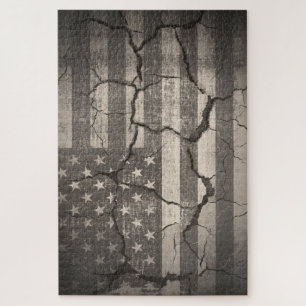 Puzzle Bandera Americana Antigua Agrietada