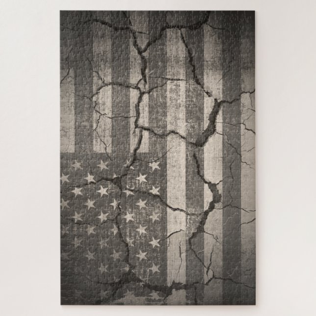 Puzzle Bandera Americana Antigua Agrietada (Vertical)