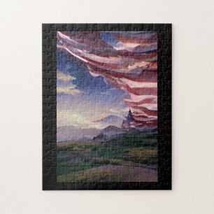 Puzzle bandera americana celebración del 4 de julio arte