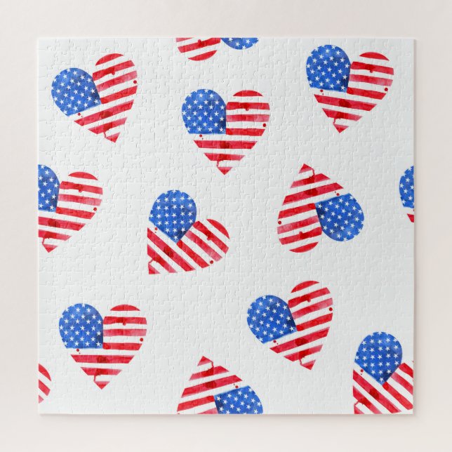 Puzzle Bandera Americana Corazón de Agua Sin Maravillas. (Vertical)