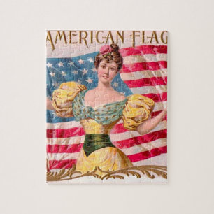 Puzzle Bandera Americana Dama Libertad Independencia