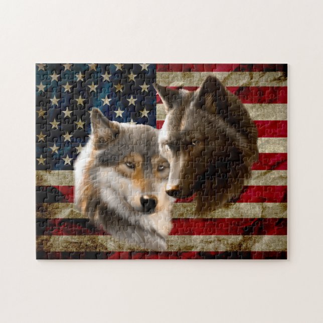 Puzzle Bandera americana de los lobos (Horizontal)