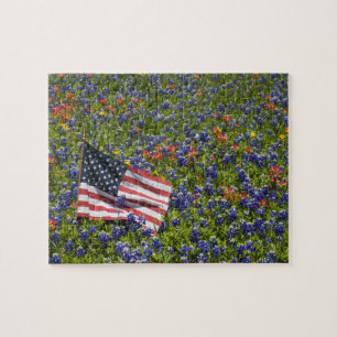 Puzzle Bandera Americana en campo de Bonetas Azules, 2