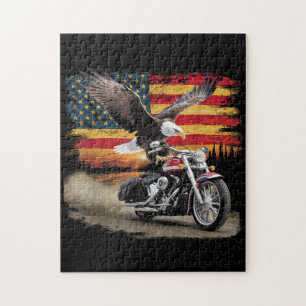Puzzle Bandera Americana Motocicleta Tshirt Estados Unido