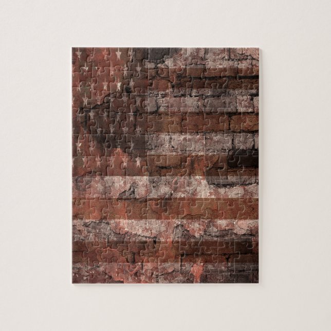 Puzzle Bandera Americana Pared de Ladrillo (Vertical)