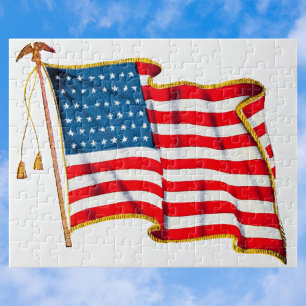 Puzzle Bandera Americana Patriótica Vintage, Cuatro de Ju