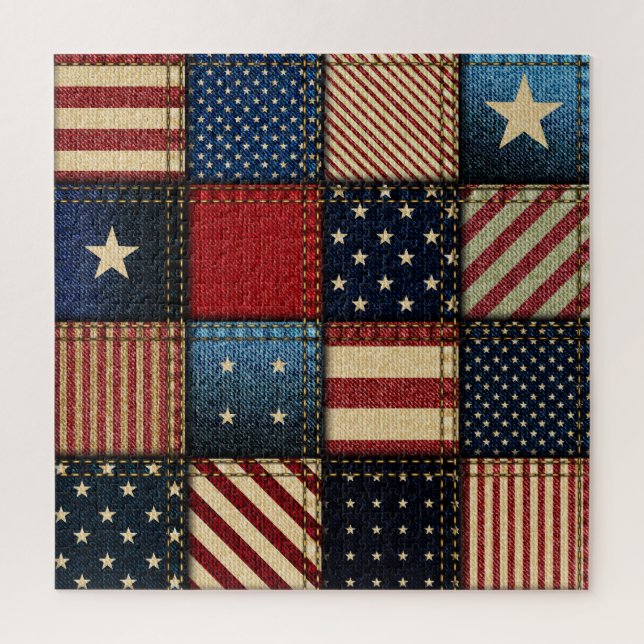 Puzzle Bandera Americana, Patrón sin problemas. (Vertical)
